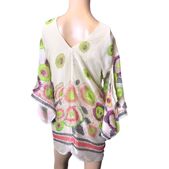 Ark & Co Floral Midi Dress Cutout Back & Bell Sleeves Boho Chic Resort  Small - Picture 2 of 11